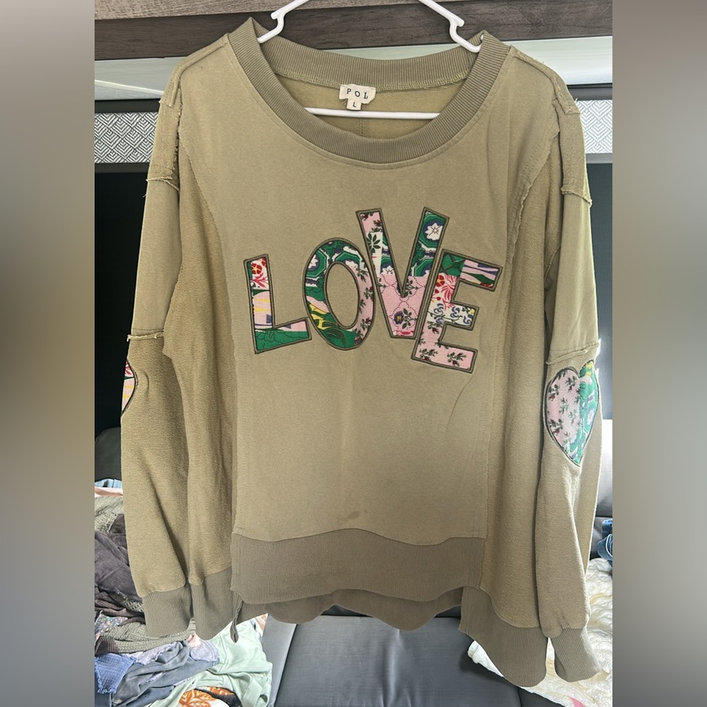 POL Olive Green Love Sweatshirt